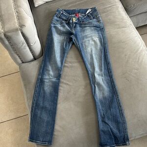H&M Blue Straight Leg Jeans with Natural Fading